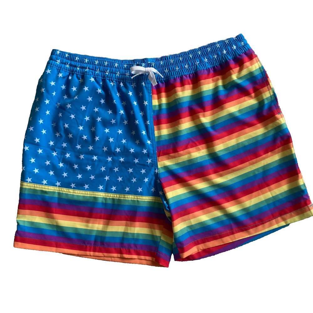 Chubbies Swim Trunk 5.5" Inseam Mens‎ 2XL Stars and Rainbow Stripes Mesh Lined